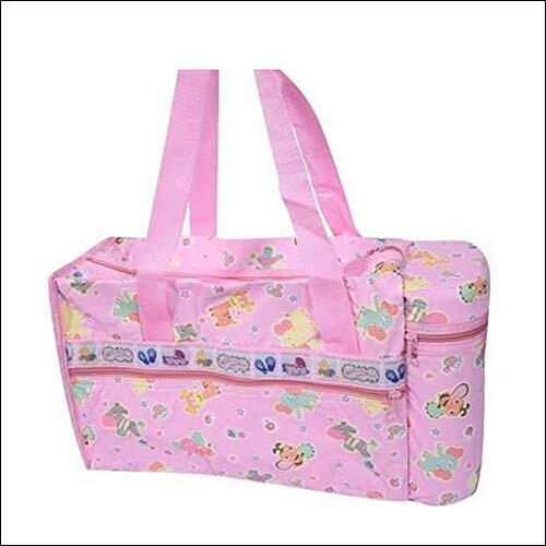 Little Monkeys Baby Diaper Bag for Mother with 2 Bottle Holder - Printed - Pink