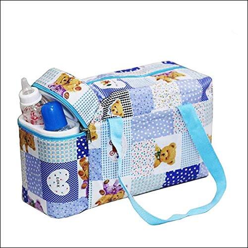 Little Monkeys Baby Diaper Bag for Mother with 2 Bottle Holder - Printed - Sky Blue