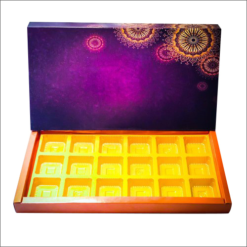 18 Cavity Chocolate Box - Duplex Paper, 12"x6.5"x1" Rectangular Design | Light Weight, Printed Glossy Lamination for Gift & Crafts