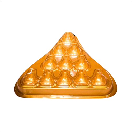 11 Cavity Modak Shape Box - PVC Material, Triangle Design, Golden Color | Ideal for Sweet Packaging, Easy to Clean and Rinse
