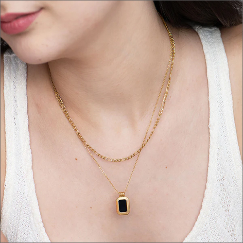 18K Gold Plated Black Charm Two Layer Pendant at Best Price in Pune ...