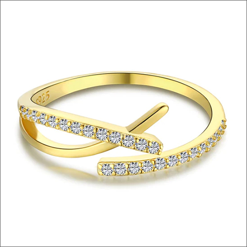 18k Gold Plated Crossover Diamonds Ring