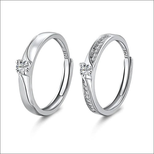 925 Silver Solitaire Band Couple Rings