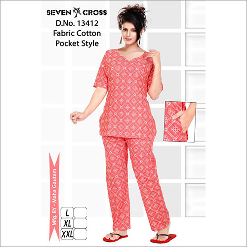 Pink Ladies Cotton Night Suit