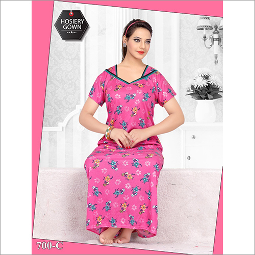 Pink Ladies Regular Fit Hosiery Nighty Gown at Best Price in Ahmedabad