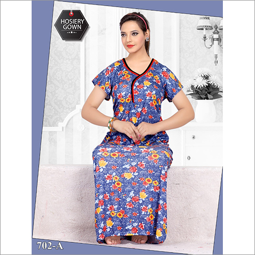 Ladies Floral Print Hosiery Nighty Gown