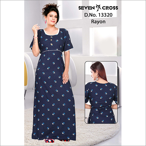 Ladies Printed Rayon Nighty