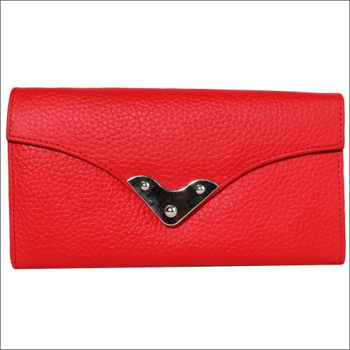 Ladies Red Leather Clutch Purse