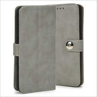 Grey Color Mobile Flip Cover Body Material: Leather