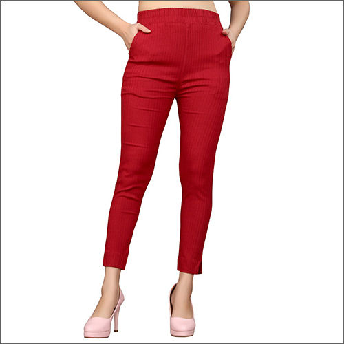 Buy AURELIA Solid Cotton Blend Women's Casual Trousers | Shoppers Stop