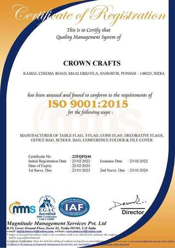 ISO CERTIFICATE CROWN CRAFTS