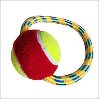 Single Rope Toy With Ball - Cotton Rope, Fun Play Ball, Red Yellow Color | High Quality, Strengthens Bond Between You And Dog