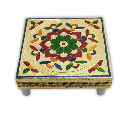Multicolor Handicraft Wood Chowki For Pooja