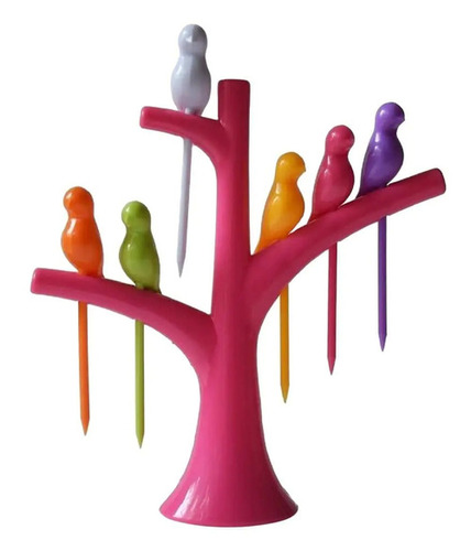 Bird Fork Color Box Packing - Plastic Material, 14.5cm Length X 5.7cm Width, Multi-color | Cute & Creative Styling For Fruit, Pastries, Desserts