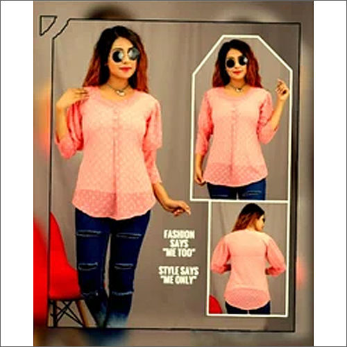 Ladies Georgette Peach Top