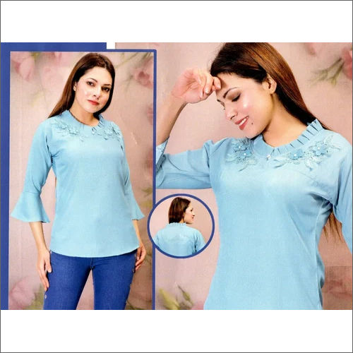 Ladies Sky Blue Plain BSY Top