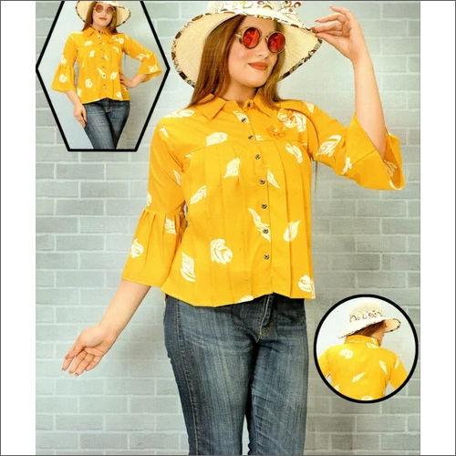 Yellow Ladies Shirt Cotton Top