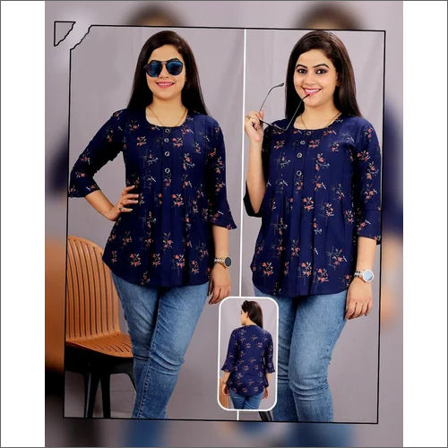 Ladies Printed Rayon Top Size: Different Available