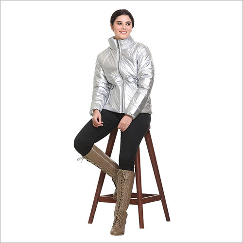 Silver Ladies Puffer Jacket