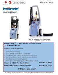 KRANZLE  V K 2160 TS QC High Pressure Washer