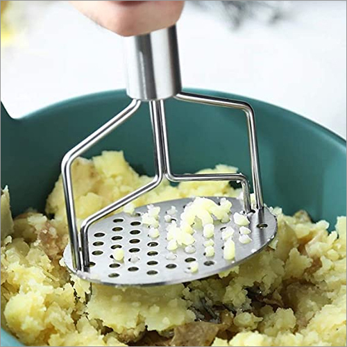 Stainless Steel Masher - Stainless Steel, Ergonomic Design, Round Handle | Rust Proof, Lightweight, Easy to Clean, Ideal for Home & Hotel Use