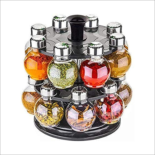 Multipurpose Spice Set - Plastic & Glass Material | Lightweight, Sturdy, Easy To Maintain, Ideal For Home, Hotel & Commercial Use