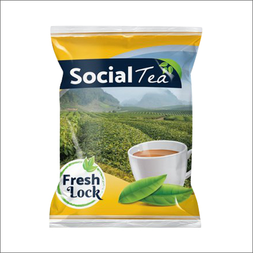 Printed Tea Packaging Pouches - Plastic Material, Center Sealed Structure 12+65, 75 Microns Thickness , Heat Seal Closure, Gravure Printing