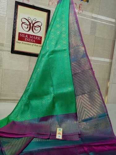 kanjivaram soft silk silver jarie saree