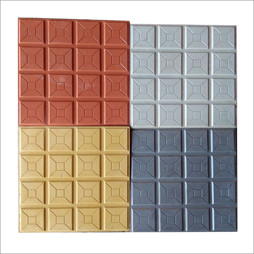 12x12 Inch Four Plus Parking Tile - Concrete, 60 mm Thick, Red | Non-Slip, Square Edge Design, Full Body Finish, Exterior Use