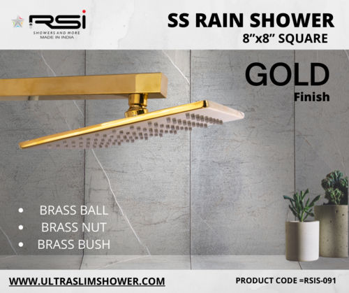 GOLD SS RAIN SHOWER SQUARE 8''X8''