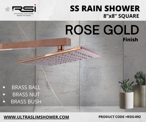 ROSE GOLD SS RAIN SHOWER SQUARE 8''X8''