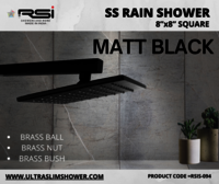 BLACK MATT SS RAIN SHOWER SQUARE 8''X8''