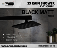 BLACK MATT SS RAIN SHOWER SQUARE 6''X6''