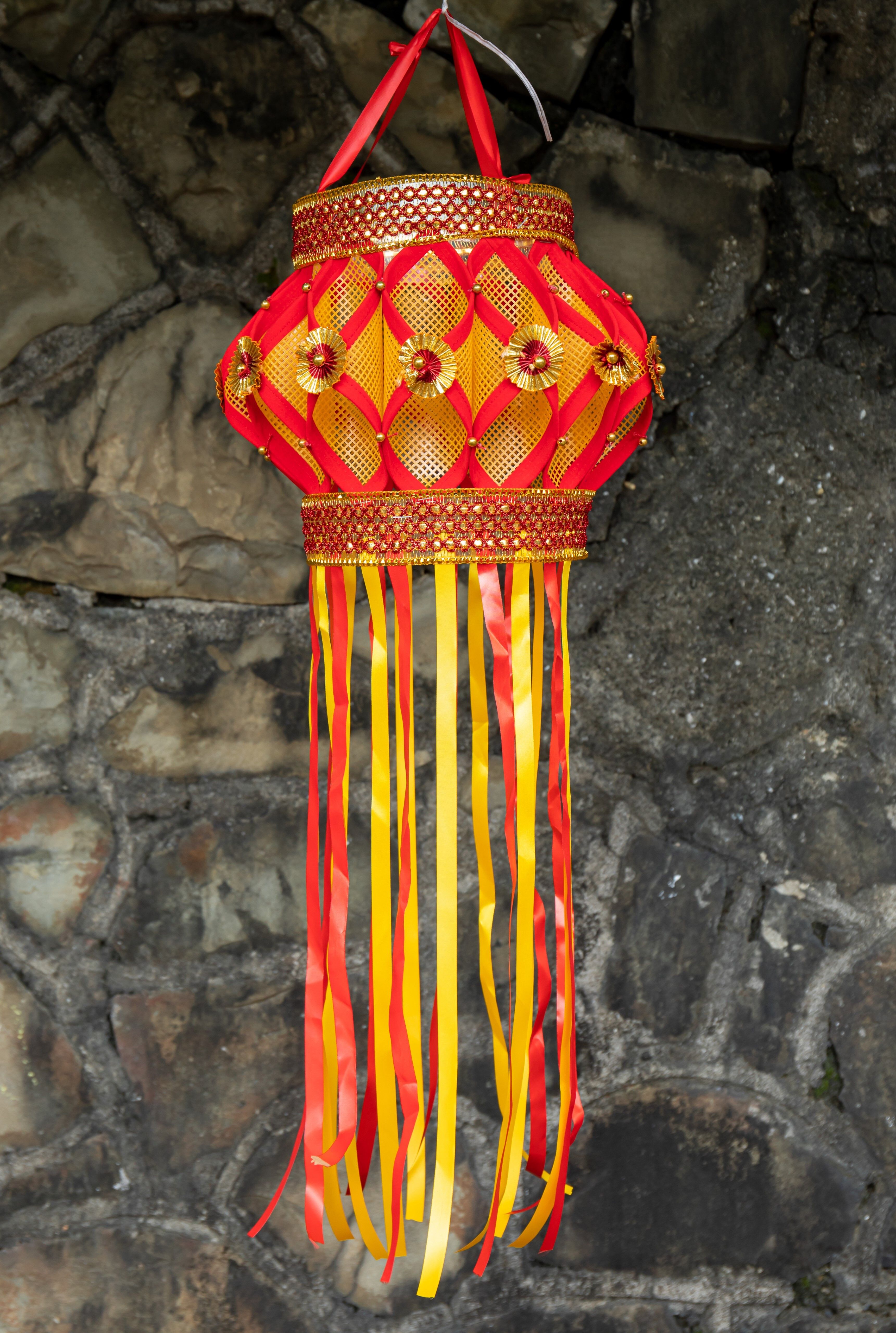 Red Orange Lantern for diwali handmade Kandil.