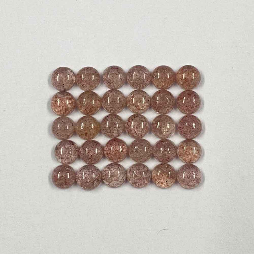 Red Strawberry Quartz Round Cabochon Loose Gemstones