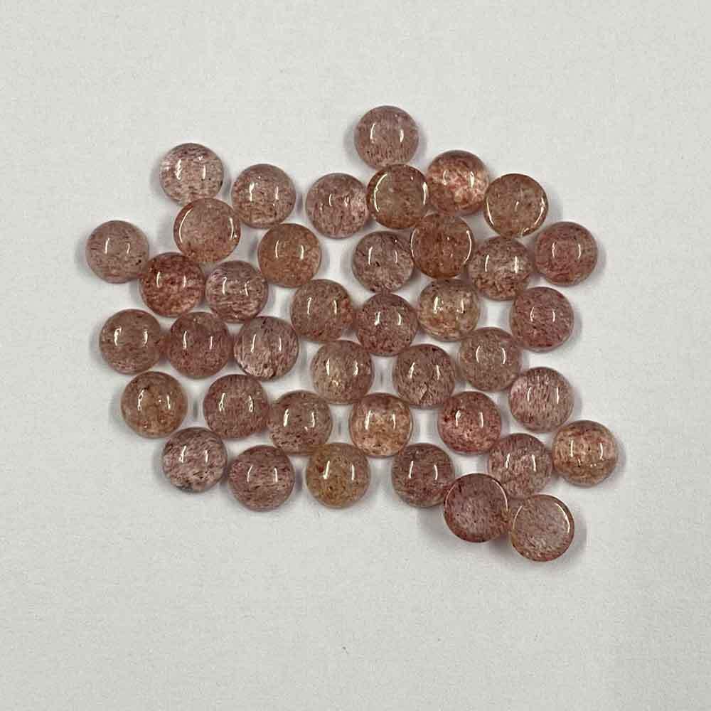Red Strawberry Quartz Round Cabochon Loose Gemstones