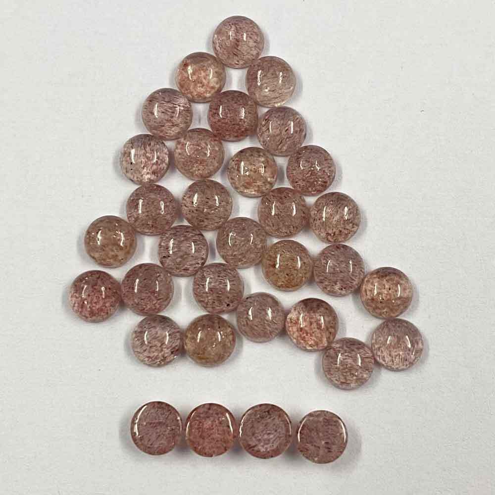 Red Strawberry Quartz Round Cabochon Loose Gemstones