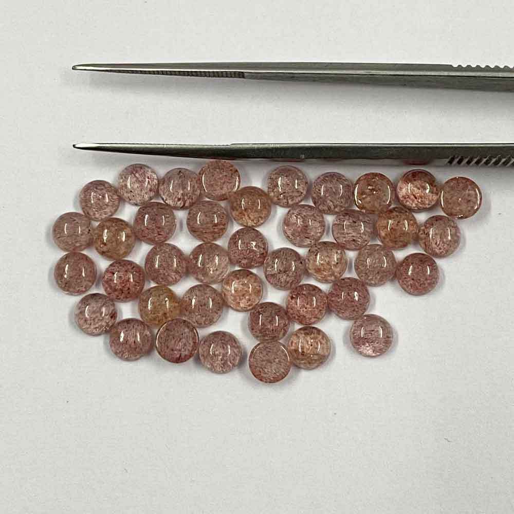 Red Strawberry Quartz Round Cabochon Loose Gemstones