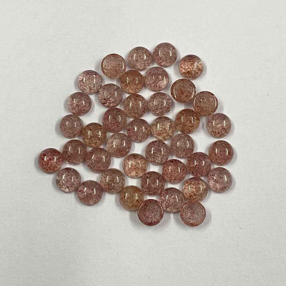 Red Strawberry Quartz Round Cabochon Loose Gemstones