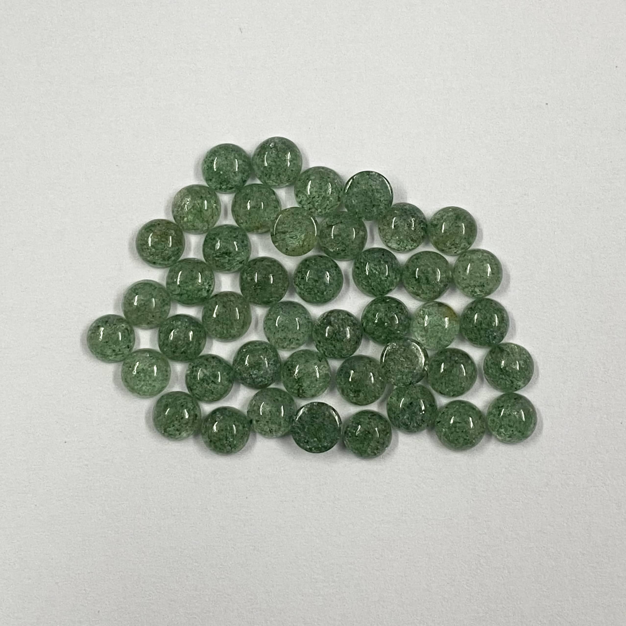 Green Strawberry Quartz Round Cabochon Loose Gemstones