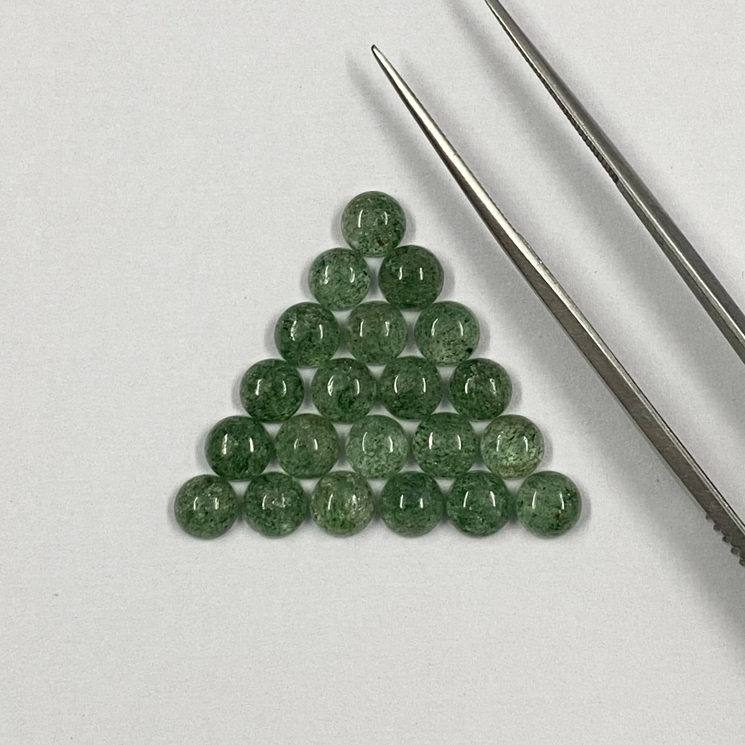 Green Strawberry Quartz Round Cabochon Loose Gemstones