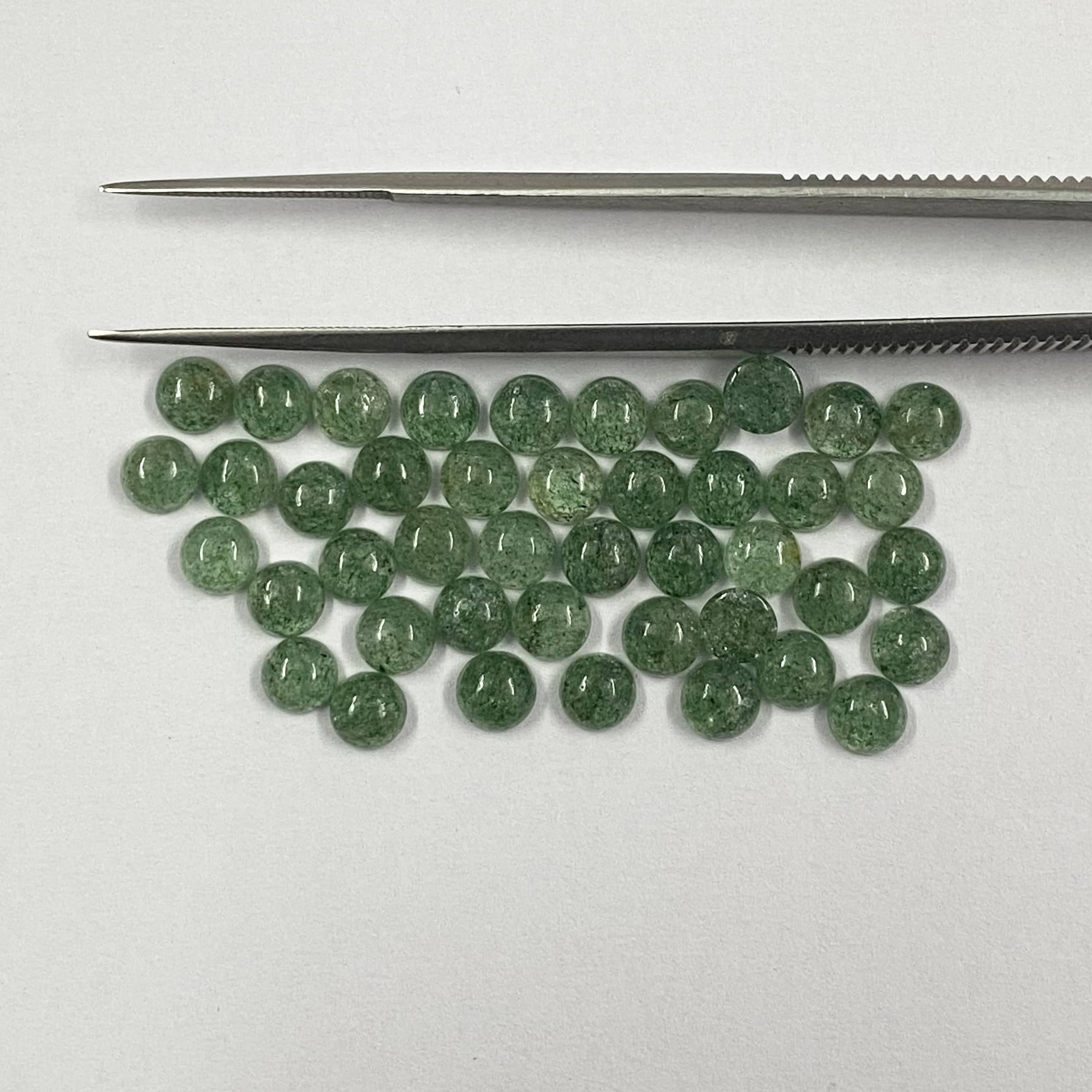Green Strawberry Quartz Round Cabochon Loose Gemstones