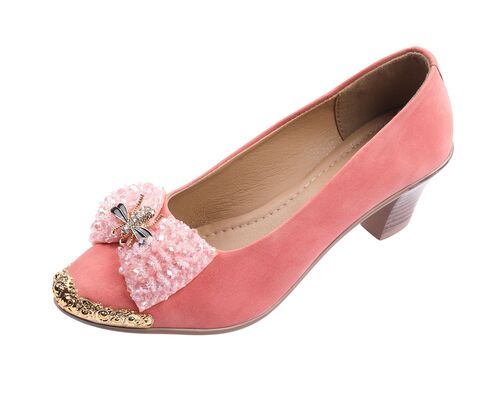 Ladies Peach Stylish Heel Bellies