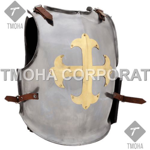 Medieval Wearable Breastplate Armor Suit Armor Jacket Muscle Armor Gilt Cross Knights Breastplate and Backplate MJ0044