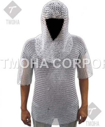Medieval Chainmail Armor Suit Fully Wearable Skirt Aluminum Chain Mail W/ Hood MC0001