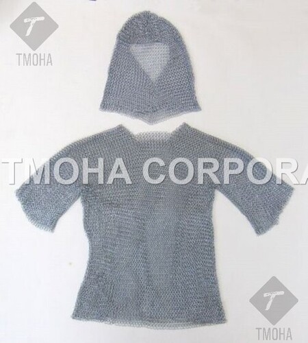 Medieval Chainmail Armor Suit Fully Wearable Skirt  Chain Mail Armor w/ Hood MC0006