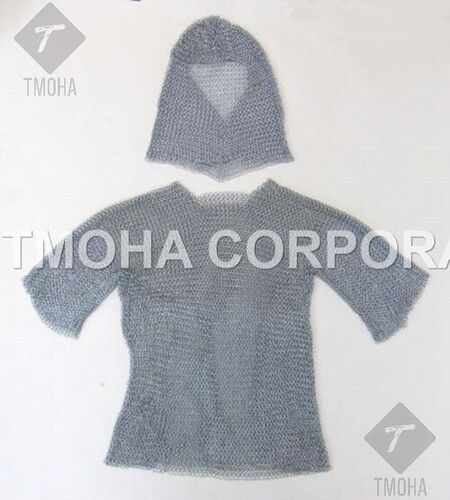 Steel Medieval Chainmail Armor Suit Fully Wearable Skirt  Heavy Duty Chain Mail W./Hood Mc0008