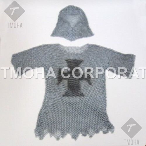 Medieval Chainmail Armor Suit Fully Wearable Skirt  Templar Chain Mail W/Hood MC0010