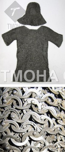 Medieval Chainmail Armor Suit Fully Wearable Skirt  Chainmail Shirt w/ Cowl Riveted Oil Finish MC0012