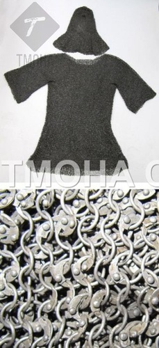 Medieval Chainmail Armor Suit Fully Wearable Skirt  Chainmail Shirt w/ Cowl Riveted Oil Finish MC0013